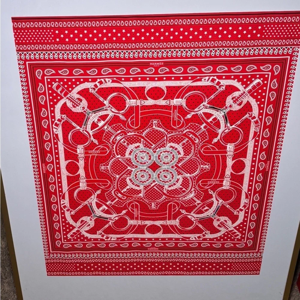 Hermès Framed Emblematic Wrapping Paper  2018 Authentic (1 Sheet, 19.5”x 19.5”)